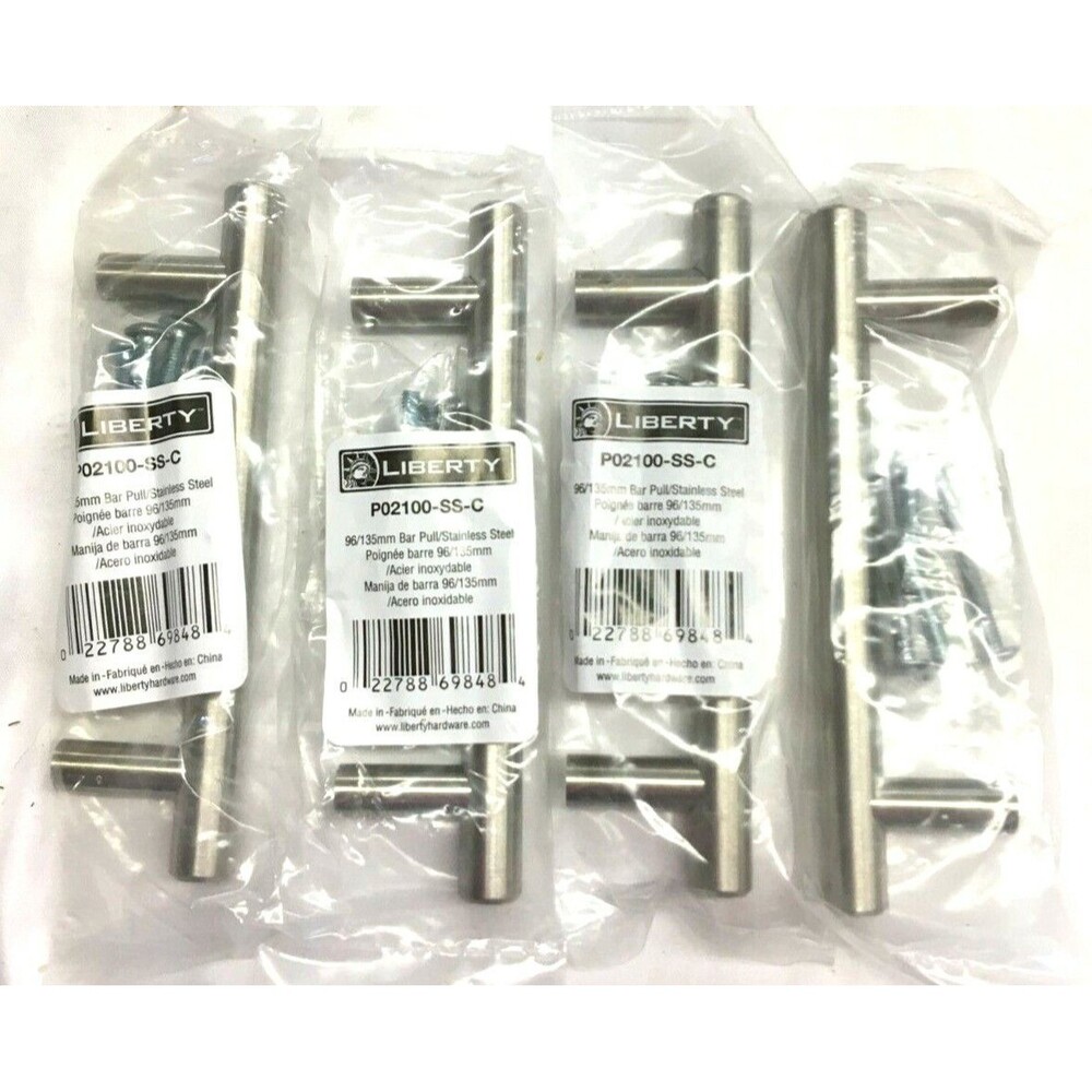 Liberty Lot of 4 Cabinet Pulls Bauhaus Stainless Steel 3-3/4", P02100-SS-C New